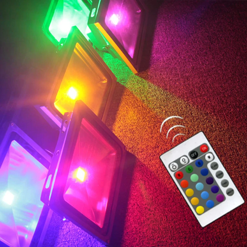 8 шт./лот RGB Светодиодный прожектор Водонепроницаемый 20 Вт 30 50 100 220 В 110 в красочный