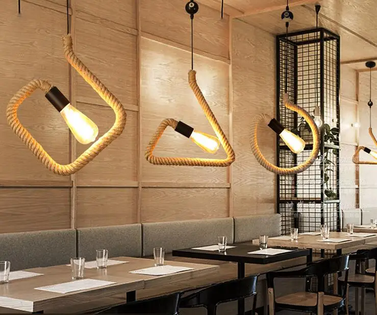 

Retro industry Pendant lights retro rope creative garden restaurant bar farmhouse decorative lamp character study GY169