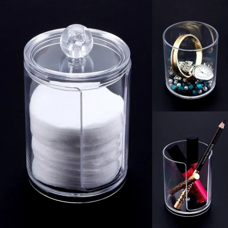 

Makeup Organizer Storage Box Portable Container Make Up Cotton Pad Holder Cosmetics Organizer Storage Case Acrylic Cotton Swab