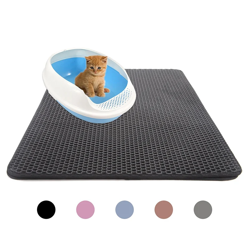 Двухслойный коврик для кошачьего туалета, коврик для кошачьего туалета, водонепроницаемый коврик для кошачьего туалета, нескользящий коврик для кошачьего туалета - Цвет: Черный
