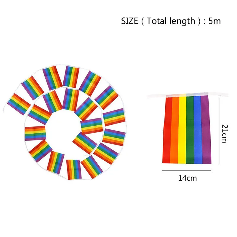 5 м 20 шт Радужный Флаг, цветные радужные флаги мира, баннер LGBT Pride LGBT, флаг для лесбиянок, гей, правый парад, Висячие флажки