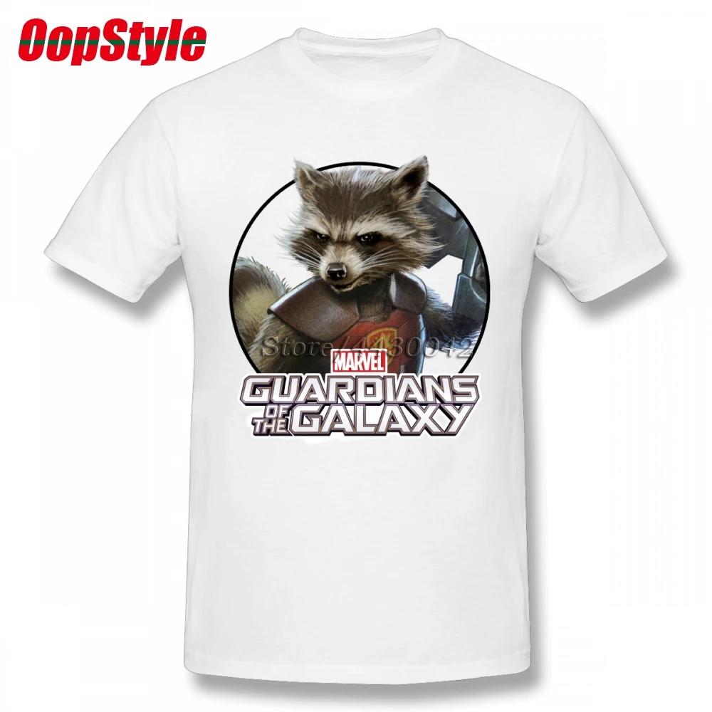 Мужская хлопковая футболка с коротким рукавом Guardians Of The Galaxy Rocket большие размеры |