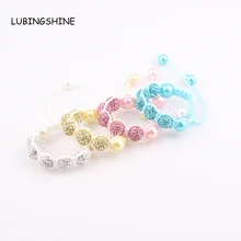 Baby Kids Shamballa Bracelet Pave Crystal Disco Ball Candy Beads Friendship Children Bracelets Nice Gift for Children kids ZB76