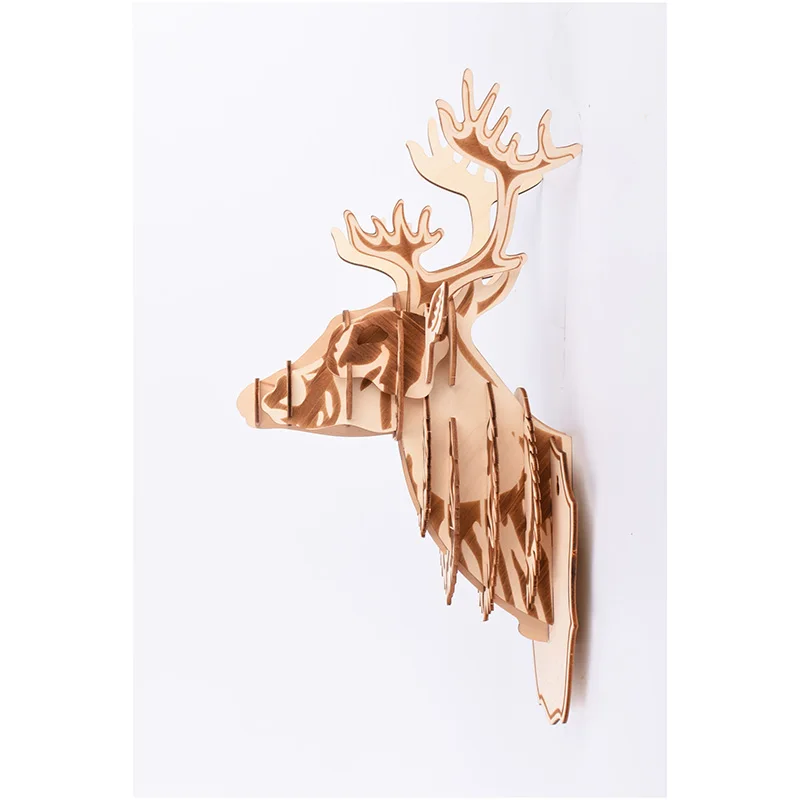 Лазерная резка 3D деревянные DIY головоломки животных голова оленя художественная модель домашний офис Настенный декор подарок ремесло Домашний декор