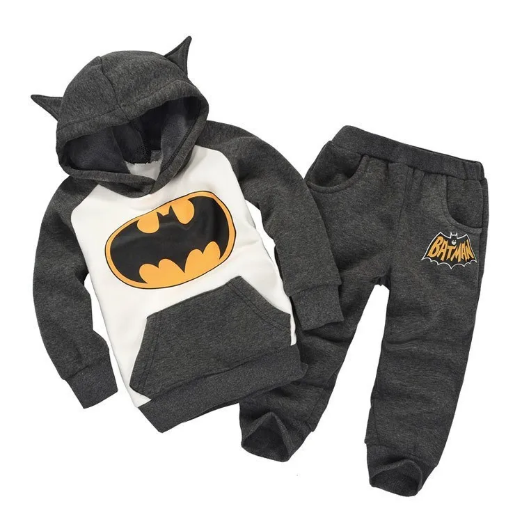 Зимние детские костюмы, детские толстовки с Бэтменом+ штаны, детский спортивный костюм, комплект одежды для мальчиков, розничная - Цвет: gray