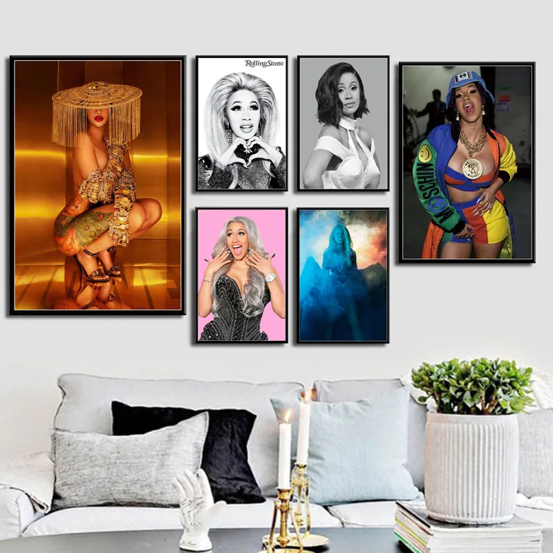 

P802 Cardi B Rap Music Singer Rapper Hip Hop Star Art Painting Silk Canvas Poster Wall Home Decor