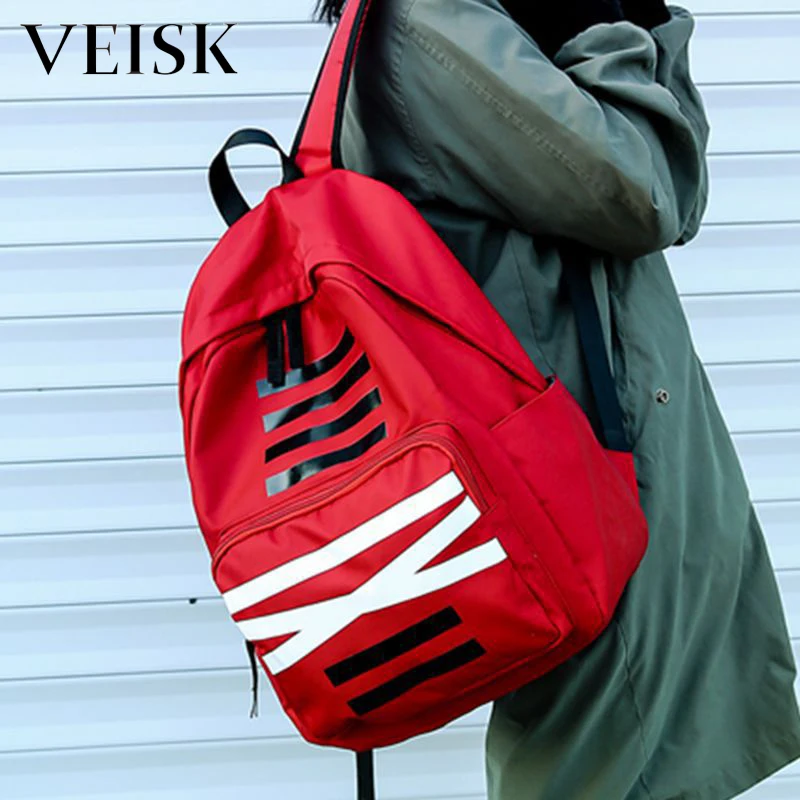 Холщовый Рюкзак VEISK для девочек подростков Ulzzang Harajuku рюкзак с красным светом