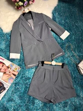 Women’s Suits 2018 Business Women Beautiful Elegant Formal Style Striped Suit Jacket And Slim-fit Utility Shorts Two-piece Sets