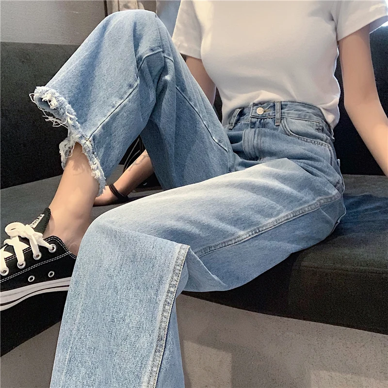 

womens jeans femme 2019 nouveau Autumn Winter jean Slim High waist Loose Straight Wide leg pants women ladies jeans Korean Wild