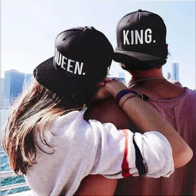 Бейсболка с королем, королевой вышивка Для мужчин Для женщин пара кепки в стиле хип-хоп подарки для влюбленных Кепки в стиле «хип-хоп» Спортивные Шапки супер модные бордовые