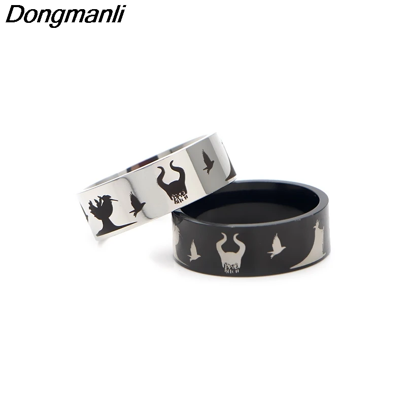 DMLSKY Maleficent Witch кольца ювелирные изделия черное серебро панк кольцо для женщин и мужчин кольцо из нержавеющей стали Пара Кольца M2821