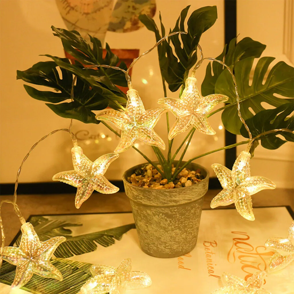 

1.5m 10 Lamp Seahorse Shell Marine Battery String Lamp Home Decoration Lamp Korea led decoration lamp letters a night light 2019