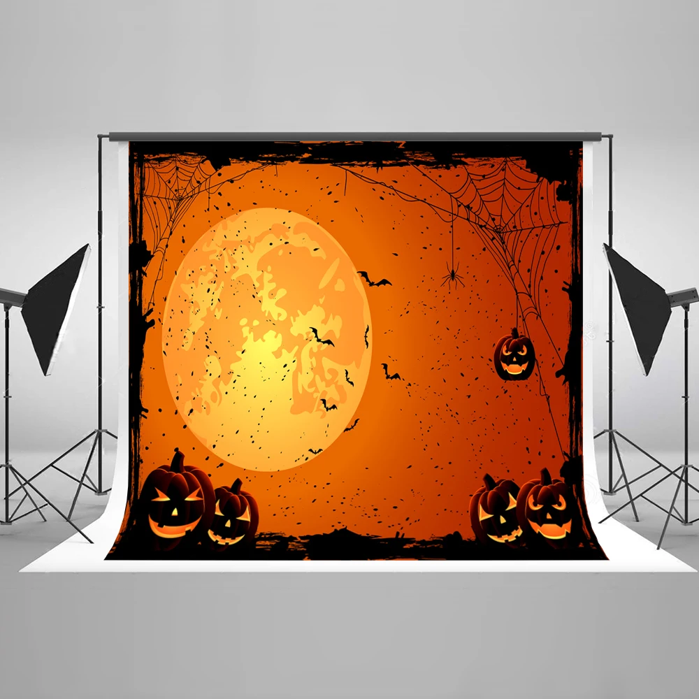 Kate Хэллоуин красный фонов тыквы крови полная луна Паук Bat Фоны для детей Halloween Party