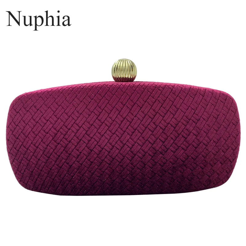 

Nuphia Women Velvet Box Clutches Evening Bags Wedding Bag Bridal Shoulder Handbag Party Clutch Purse Red