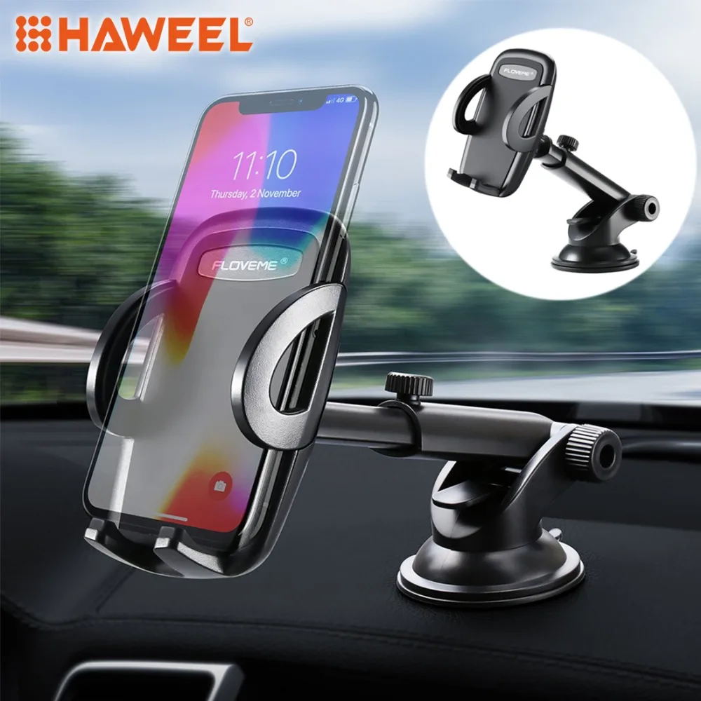 HAWEEL Car Mount Phone Holder 2 in 1 Center Console Mobile Bracket Instrument Panel Windshield Adsorption | Мобильные телефоны и