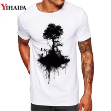 Men T Shirt Slim Fit Black Tree Graphic Tee Forest Trees 3D Print T-Shirts Simple Pattern Casual White Tops men forest print tee