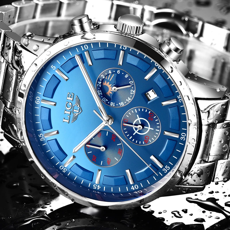 Watches Men 2018 Luxury Brand LIGE Chronograph Men Sport black Watches Moon phase Waterproof Quartz Mens Watch Relogio Masculino Watches Men 2018 Luxury Brand LIGE Chronograph Men Sport black Watches Moon phase Waterproof Quartz Mens Watch Relogio Masculino