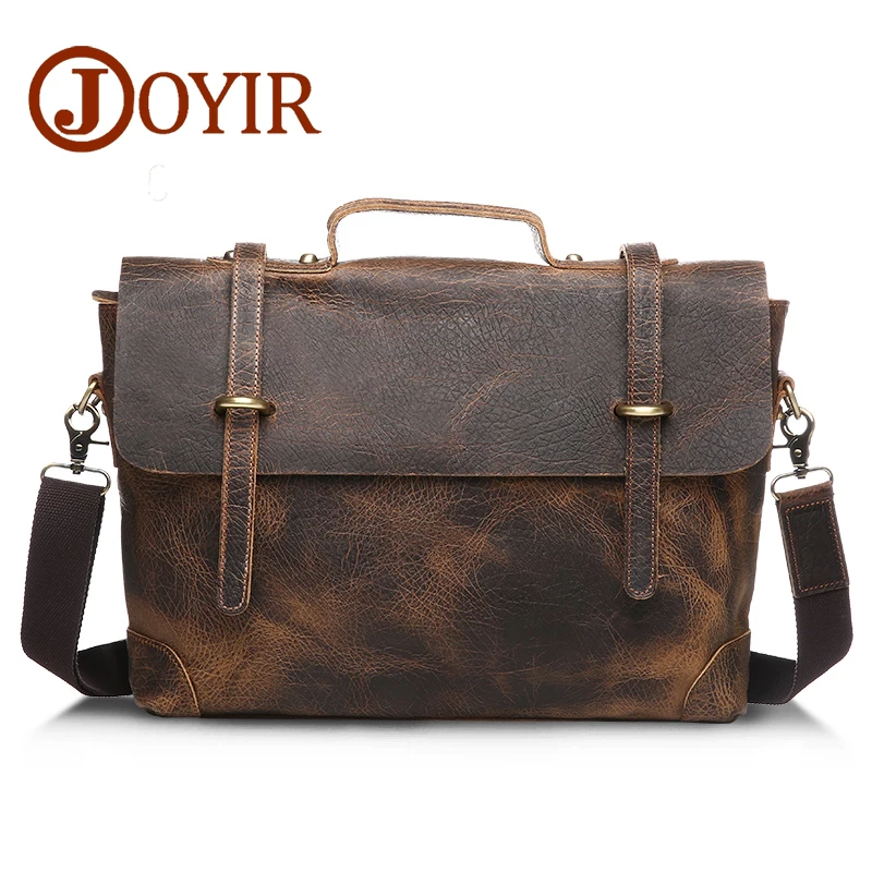 

JOYIR Genuine Leather Vintage Men's Briefcase Shoulder Crossbody Message Bag Men's Leather Bag Office Bags For Man Handbag 6001
