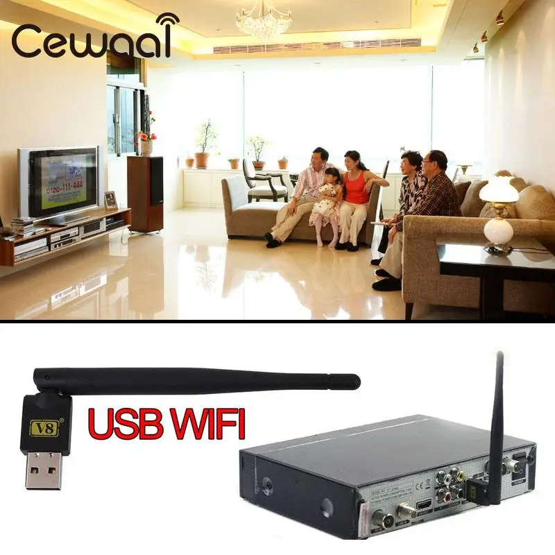 V8 мини Портативный USB 2,0 Wi-Fi антенны ключ для спутникового ТВ приемники
