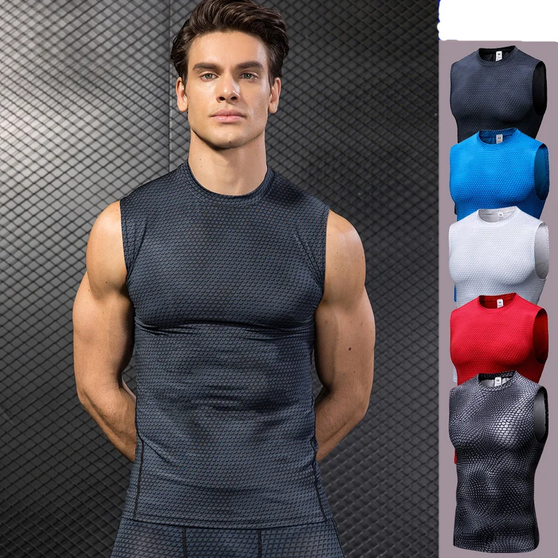 

2019 hot brand European and American men's summer vest cotton slim men's vest fitness tights sweatshirt gold fitness shirt