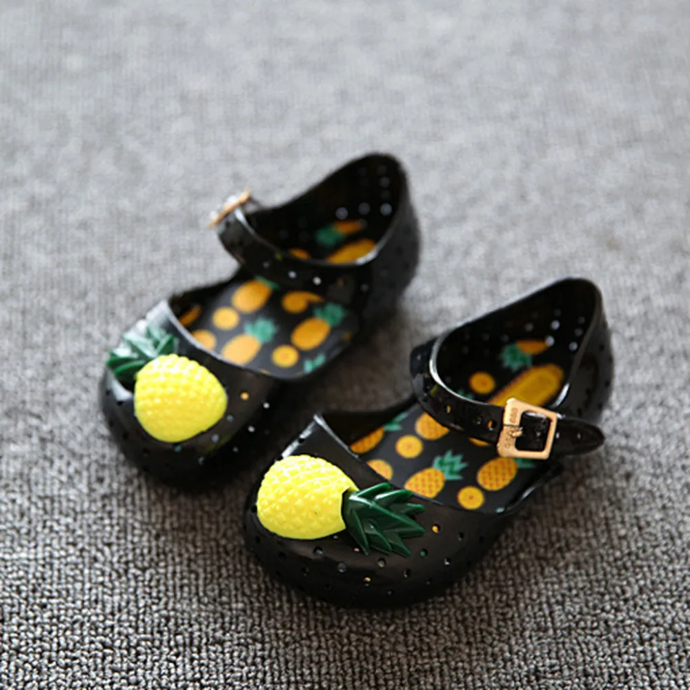Сандалии с мягкой подошвой и рисунком ананаса для маленьких девочек; нескользящая детская обувь; тапочки для девочек; летняя детская пляжная обувь