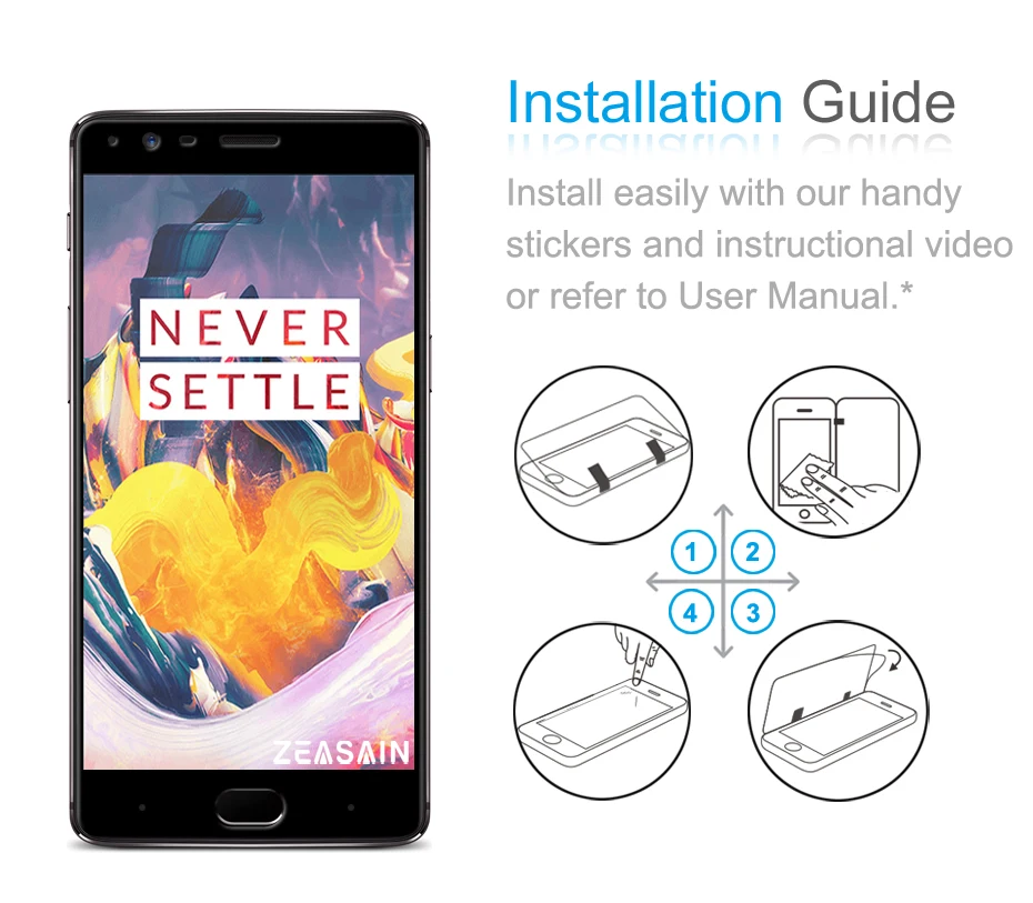 Original ZEASAIN Full Cover Screen Protector Tempered Glass for OnePlus 3 3T Three OnePlus3 OnePlus3T One Plus 1+3 1+3T Film (2)