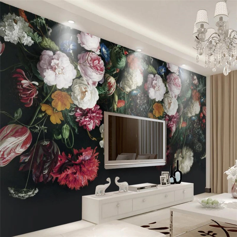 buy beibehang Custom 3d Wallpaper European Retro Vintage Hand Drawn Floral Fresco Sofa Living Room TV Background Home Decor