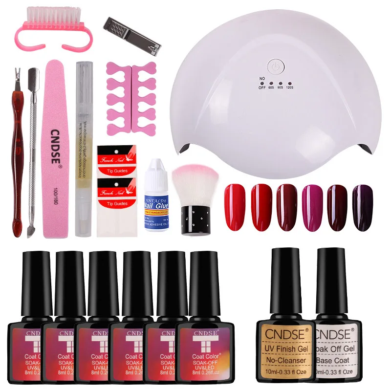 

CNDSE Nail Set UV LED Lamp Dryer With 10pcs Nail Gel Polish Kit Soak Off Manicure Tools Set Gel Nail Polish Kit For Nail Art Too