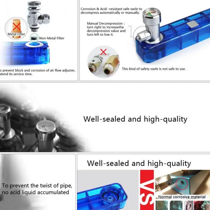 DIY CO2 генератор системы комплект диффузор воздушный поток регулирующий клапан воды аквариумные растения может CSV