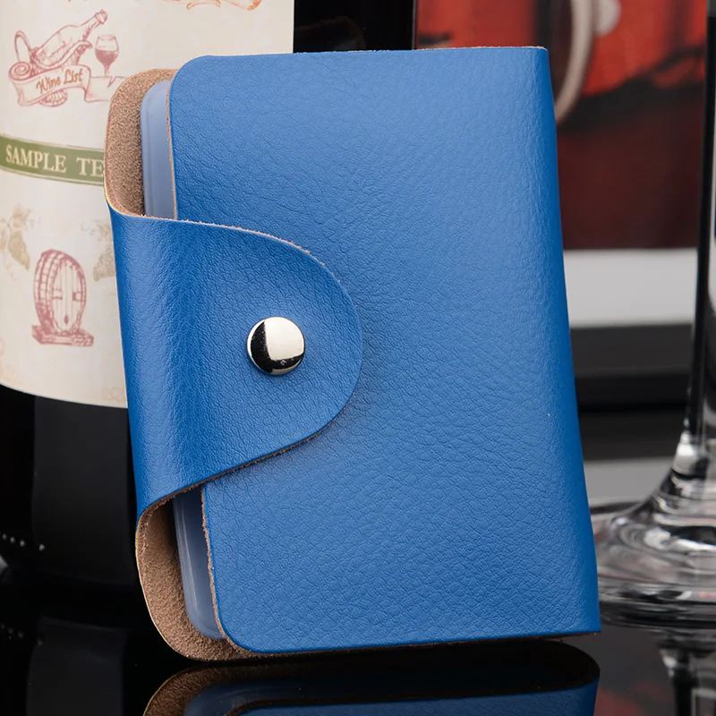 

Unique Design Simple Buckle Close Name Card ID Holder Portable Foldable High Volume Business Card ID Purse Much Colors