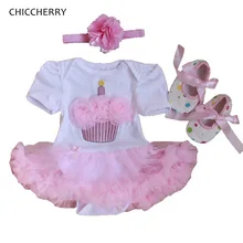 Кекс костюм для дня рождения маленького ребёнка детское кружевное платье-комбинезон обруч и туфли для младенцев комплект из 3 предметов, Детские комплекты одежды для девочек; детская одежда; одежда для детей Костюмы