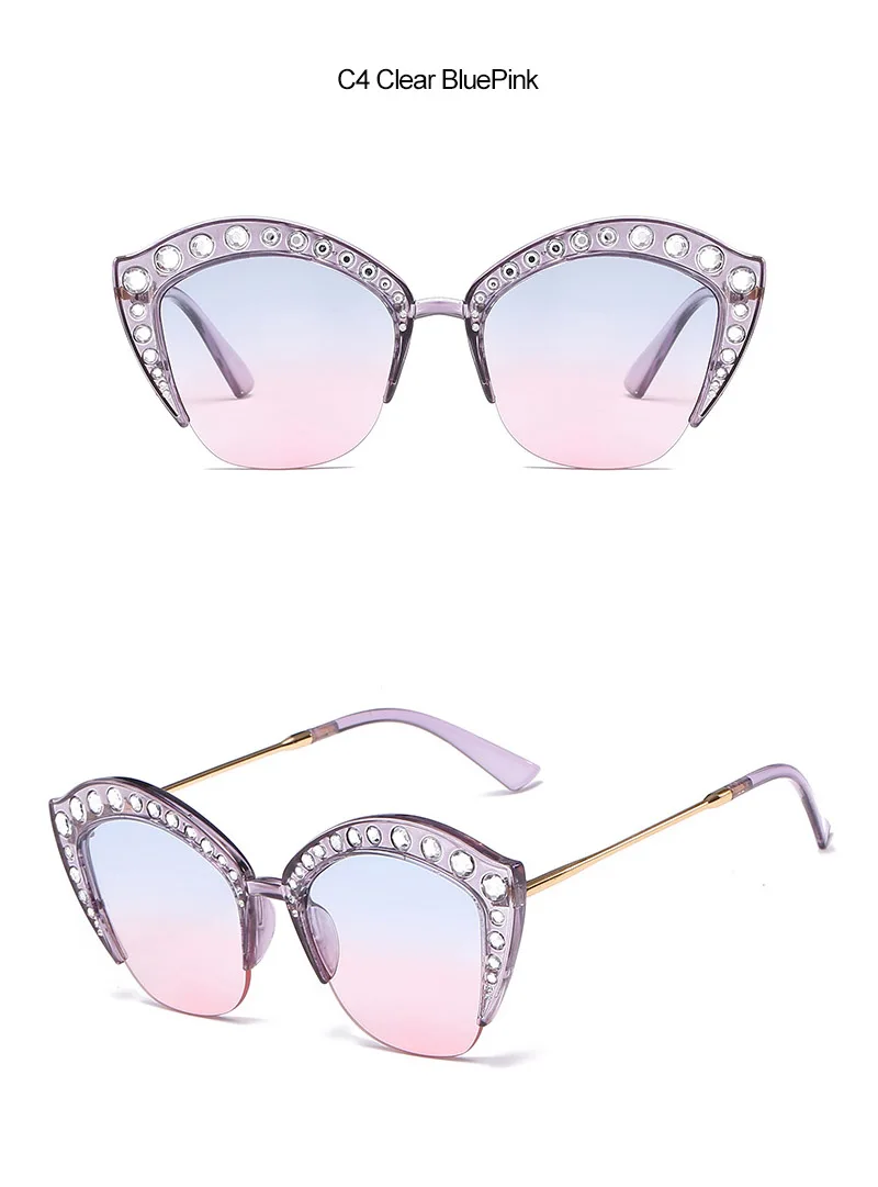 Emosnia роскошные сексуальные женские солнцезащитные очки с маленькими бриллиантами кошачий глаз градиентные коричневые розовые брендовые дизайнерские пластиковые очки модные новые