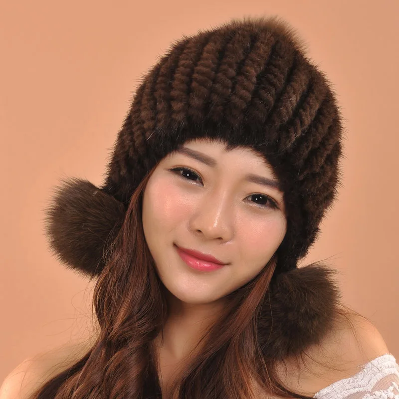 Женские зимние шапки Повседневные вязаные из меха норки 2019|hat l|hat casualhats for |