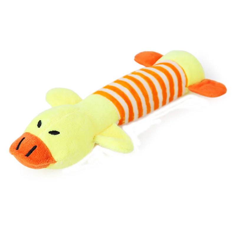 27cm Long Soft Plush Dog Toys Interactive Cartoon Duck Pig Elephant Pet Dog Squeak Toys