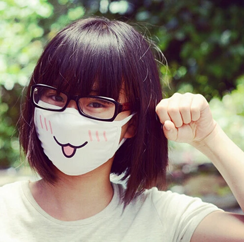 1 шт., белая кавайная маска от пыли, Kpop, хлопковая маска для губ, милый аниме, мультяшная маска для лица, смайлик, маски для лица Kpop