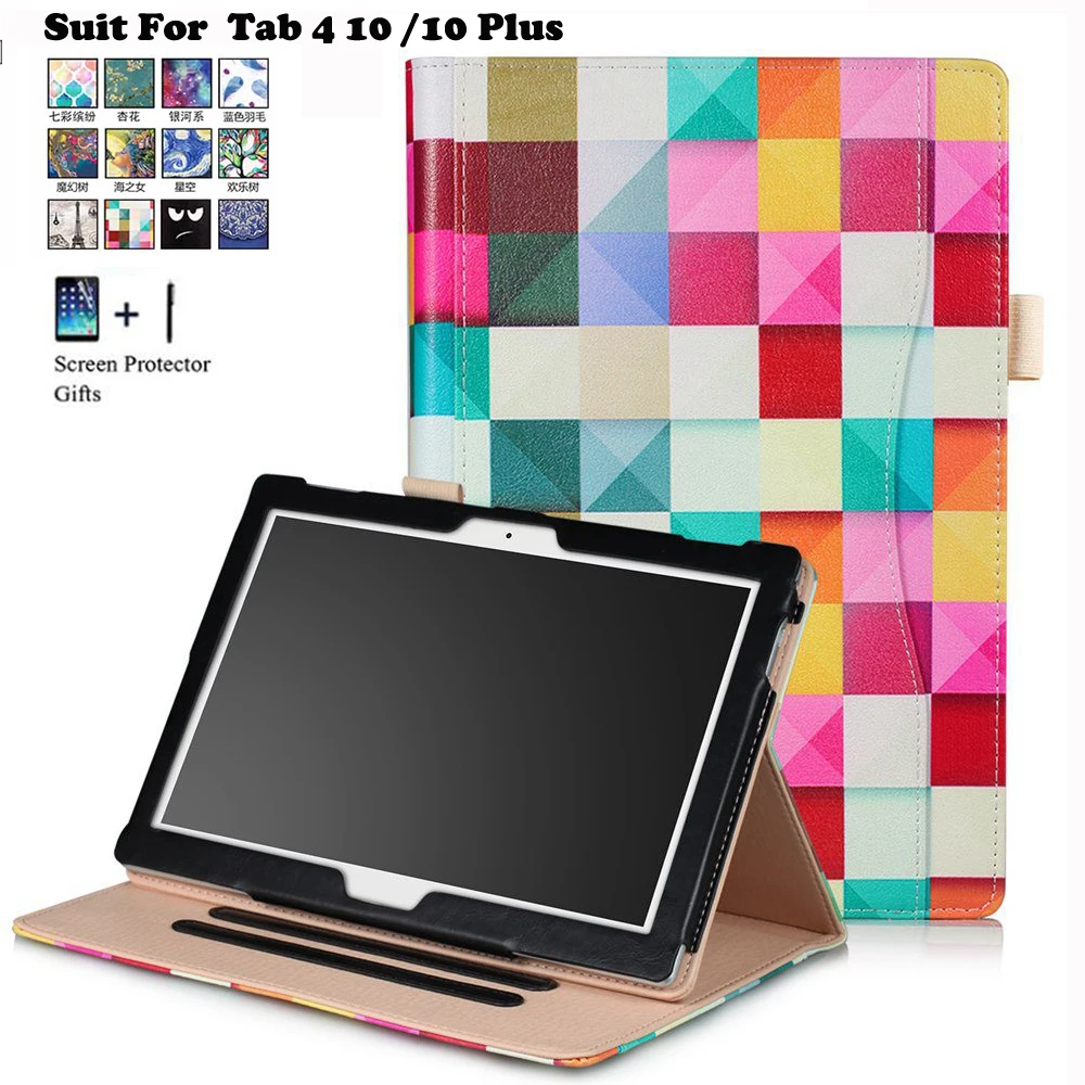 

For Lenovo Tab 4 10 Plus TB-X704F/N Smart Flip Case Cover For Lenovo Tab 4 10 TB-X304F/N Frame Tablet Stand Capa Funda+Stylus
