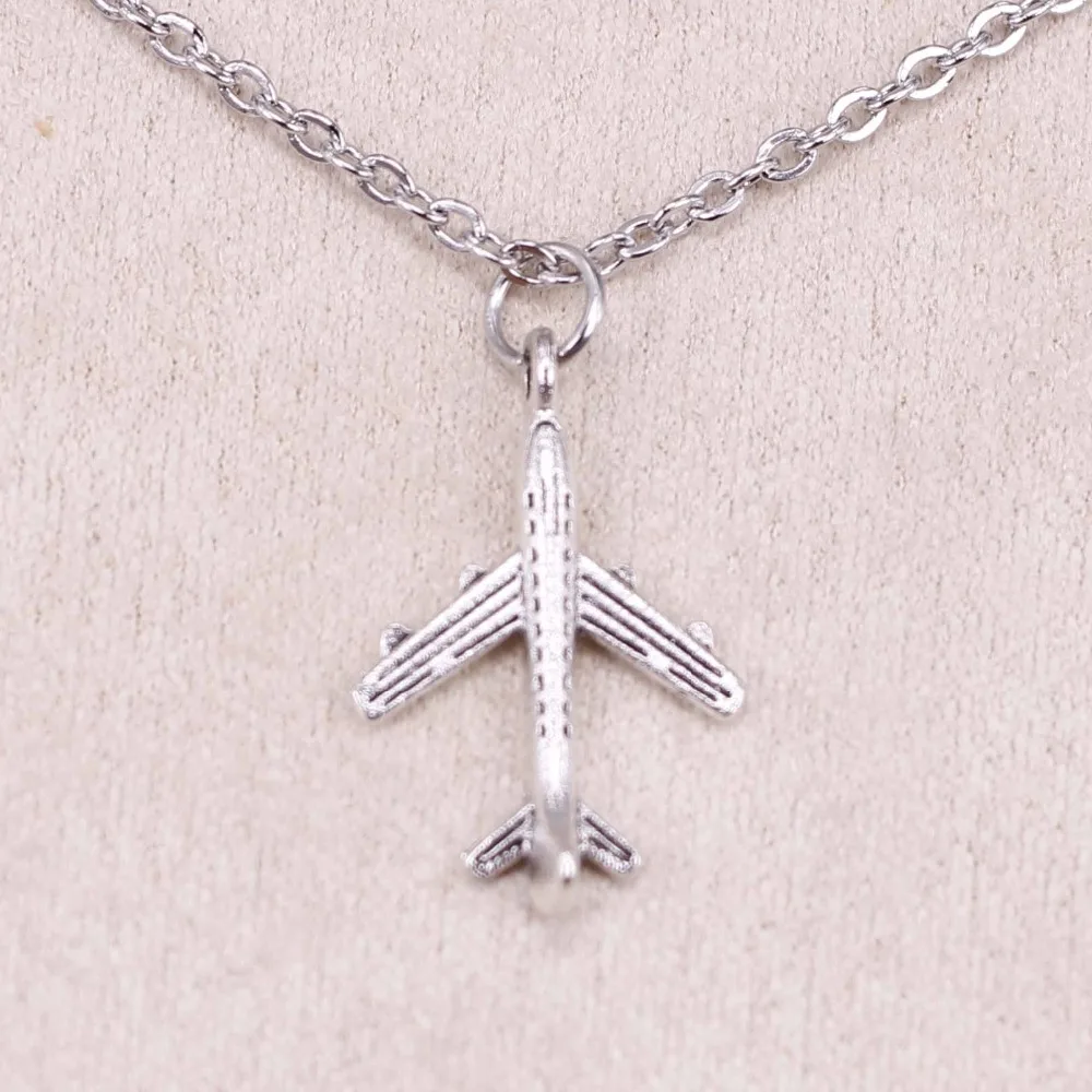 New Fashion Silver Pendant plane airplane 22*14mm Necklace Women