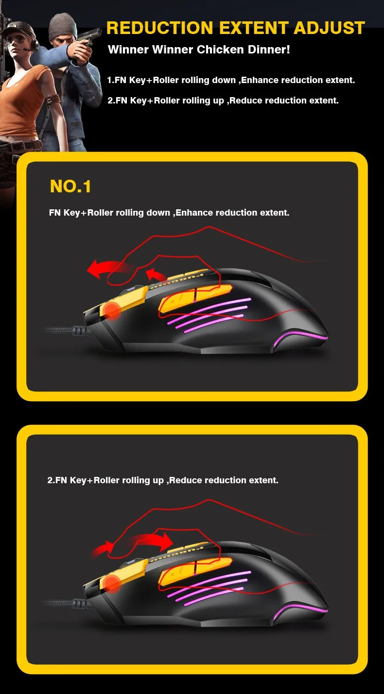 RGB8 USB wired optical gaming mouse in net bar Playerunknown's Battlegrounds