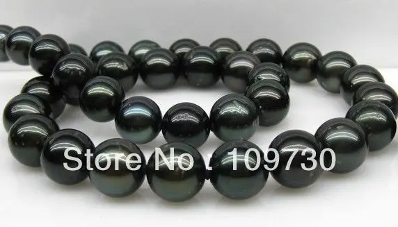

Jewelry 001816 HUGE 18"10-11MM PERFECT ROUND TAHITIAN BLACK PEARL NECKLACE 14KGP
