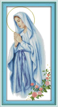 

New Virgin Mary cotton Portrait home decor Cross Stitch kits 14ct white 11ct print embroidery DIY handmade needlework wall