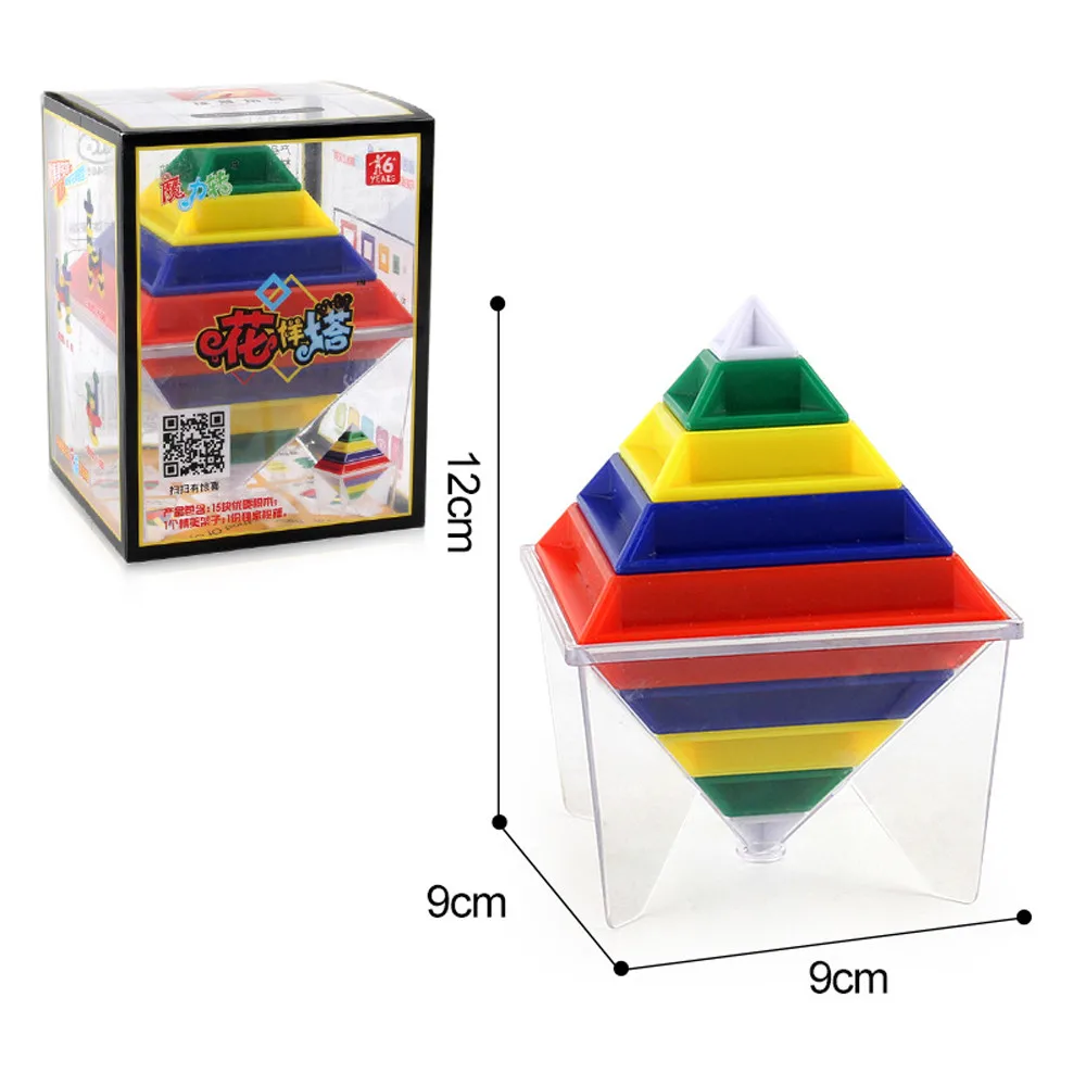 Геометрические 3D Строительные блоки Башня головоломка "Пирамида Рубика" Сборка строительные игрушки IQ игрушка подарок для ребенка новое поступление - Цвет: A