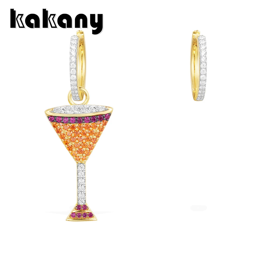 

KAKANY Asymmetric Gold Yellow 925 Sterling Silver Shining Crystal ARC-EN-CIEL Cocktail Earrings AE11249MY