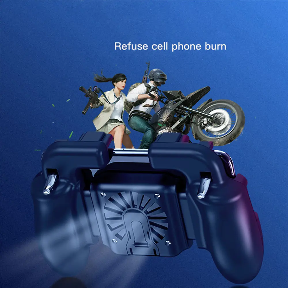 Mobile gaming controller handle joystick with cooling fan pubg mobile game trigger grip fire button