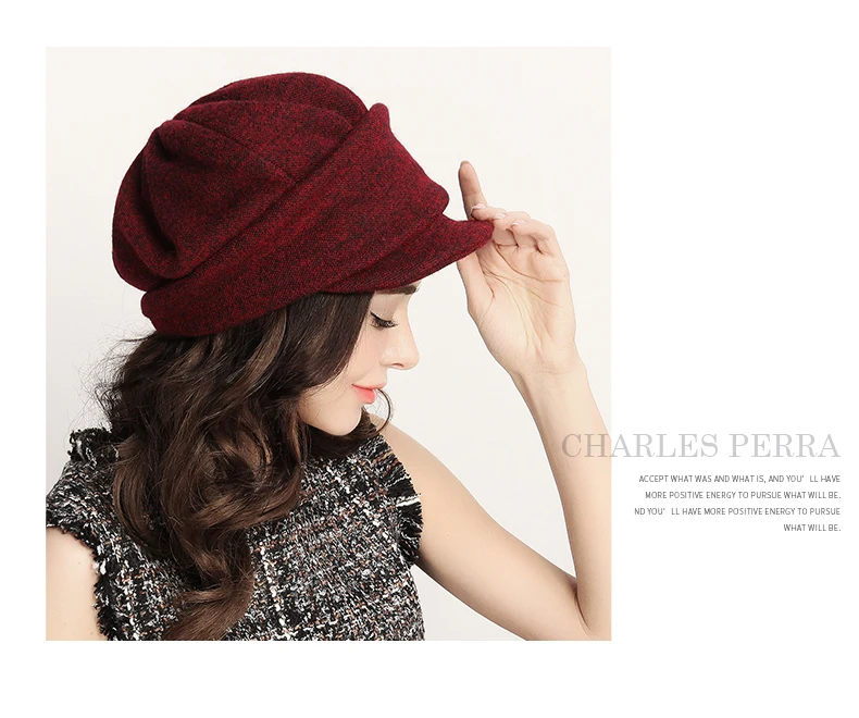 Charles Perra, фирменный берет для женщин, осень, зима, новая Корейская версия, женские шапки, шапки, модные, сохраняющие тепло, повседневные, подходящие 9539