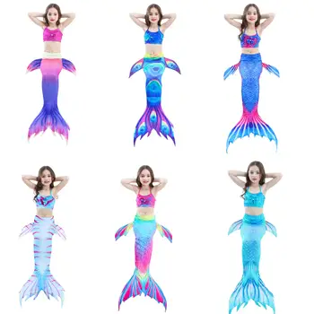 

Girls Mermaid Tail For Swimming Cosplay Swimsuit Kid's Sparkle Mermaid Tails Swimmable Costume Swimming Suit Bikini