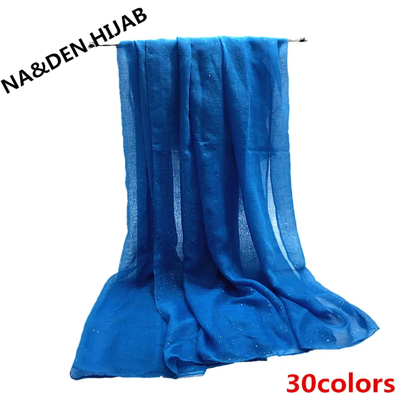 New 30 Colors Plain Glitter Shimmer Hijabs Oversize Viscose Muslim Head