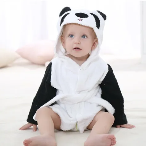 16 Designs Hooded Animal modeling Baby Bathrobe Cartoon Baby Spa Soft Towel Character kids bath robe infant beach towels - Цвет: panda