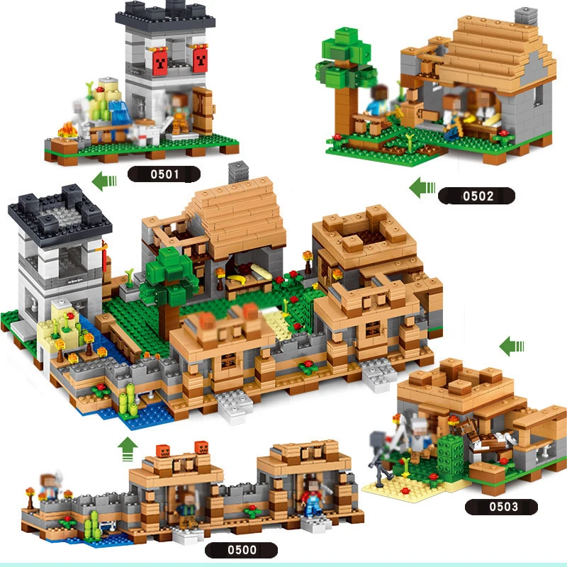 

Minecraft Figures Blocks Toys Model Neverland Ranch Building Blocks Minecrafted Plastic Compatible Gift Toys For Children #E