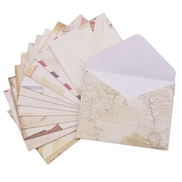 12 pcs 96 72mm vintage small mini kraft paper window envelopes