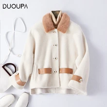 DUOUPA 2019 Lazy New Small Fashion Sheep Sheared Fur Coat Female Short Paragraph Dream Particles Gilded Square Collar Coat